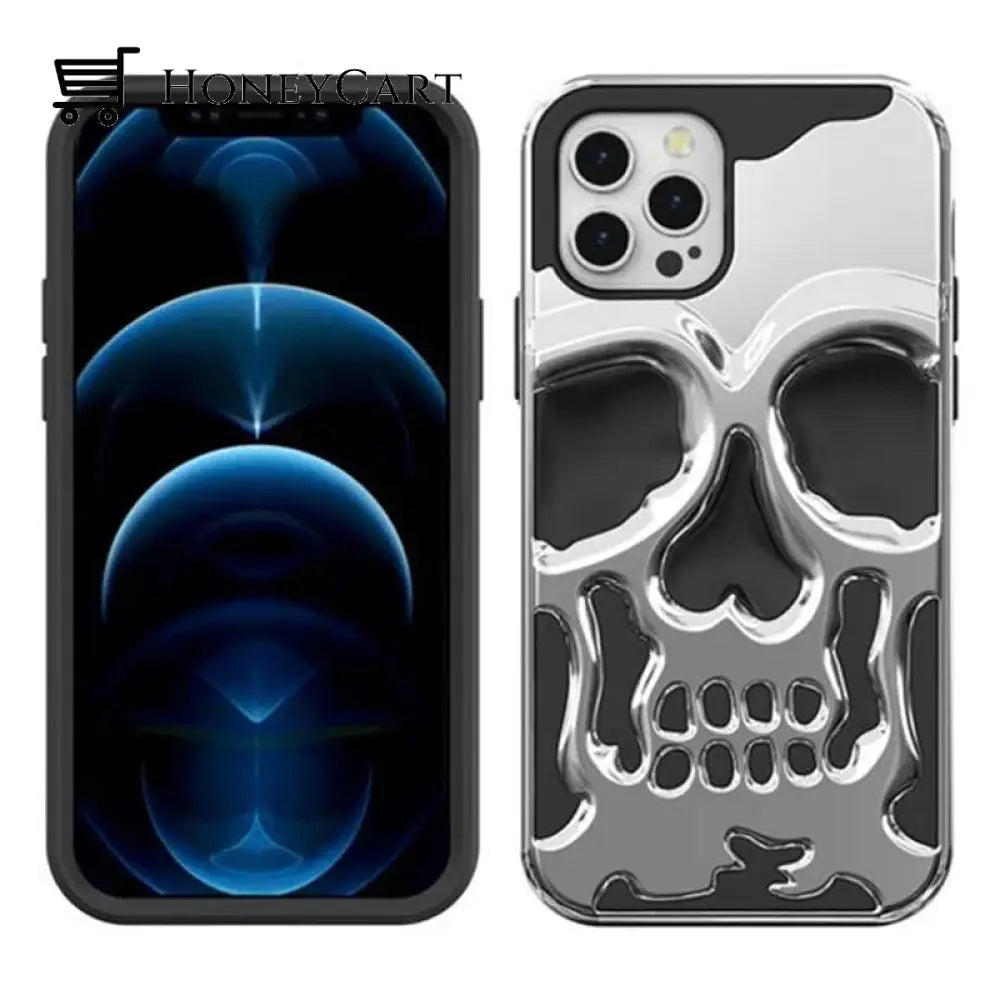 Electroplated Hollow Skull Phone Case For Iphone