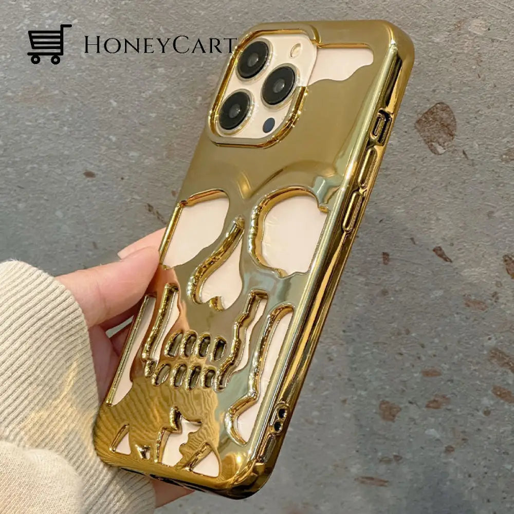 Electroplated Hollow Skull Phone Case For Iphone