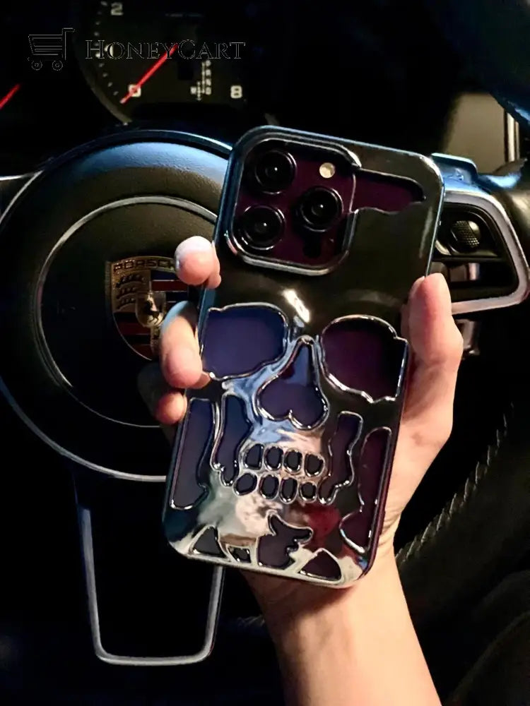 Electroplated Hollow Skull Phone Case For Iphone