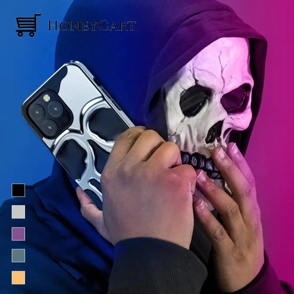 Electroplated Hollow Skull Phone Case For Iphone