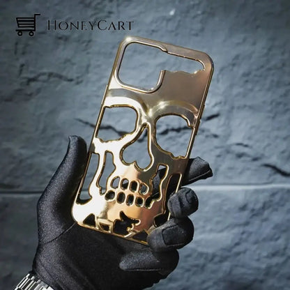 Electroplated Hollow Skull Phone Case For Iphone Gold / Iphone14Promax