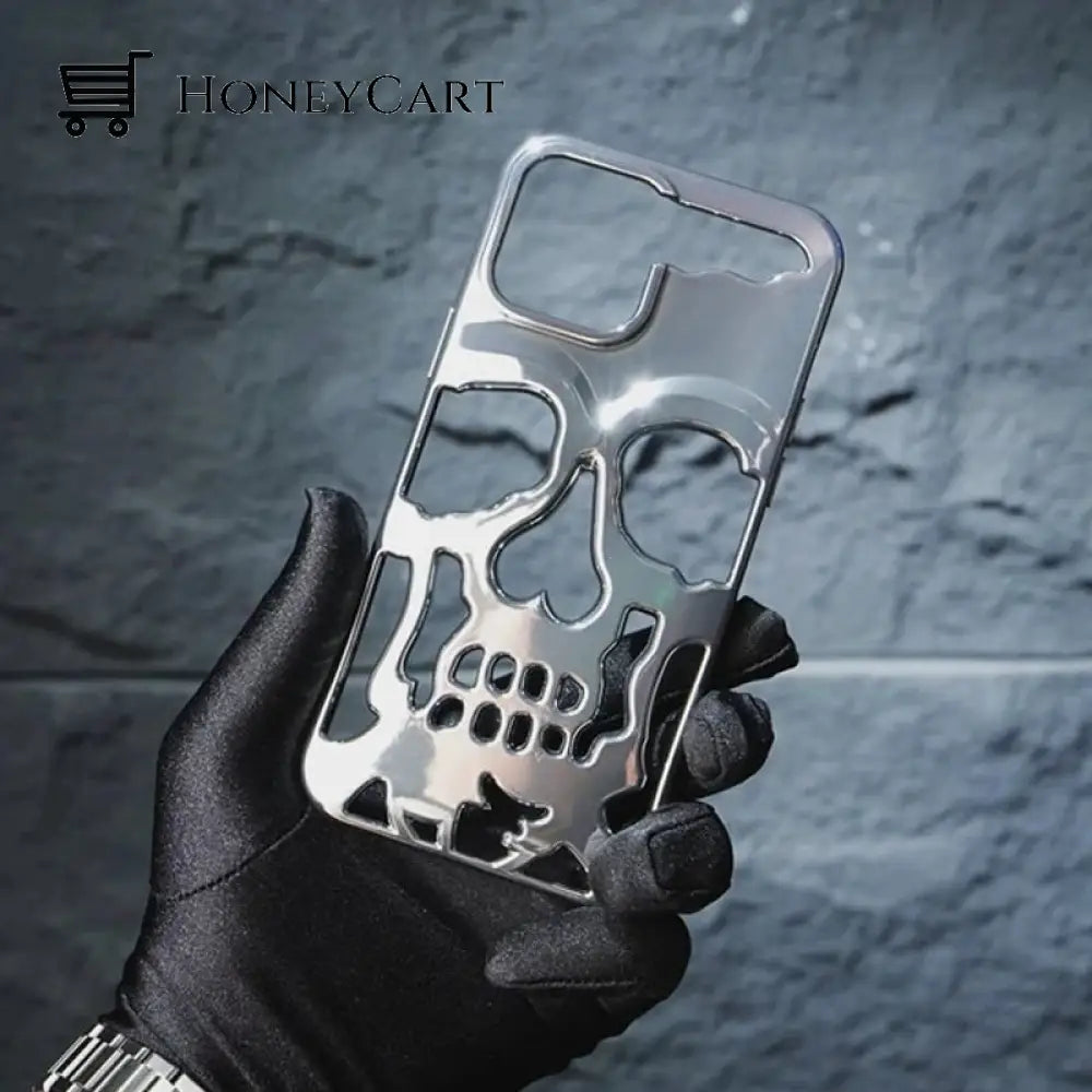 Electroplated Hollow Skull Phone Case For Iphone Grau / Iphone14Promax