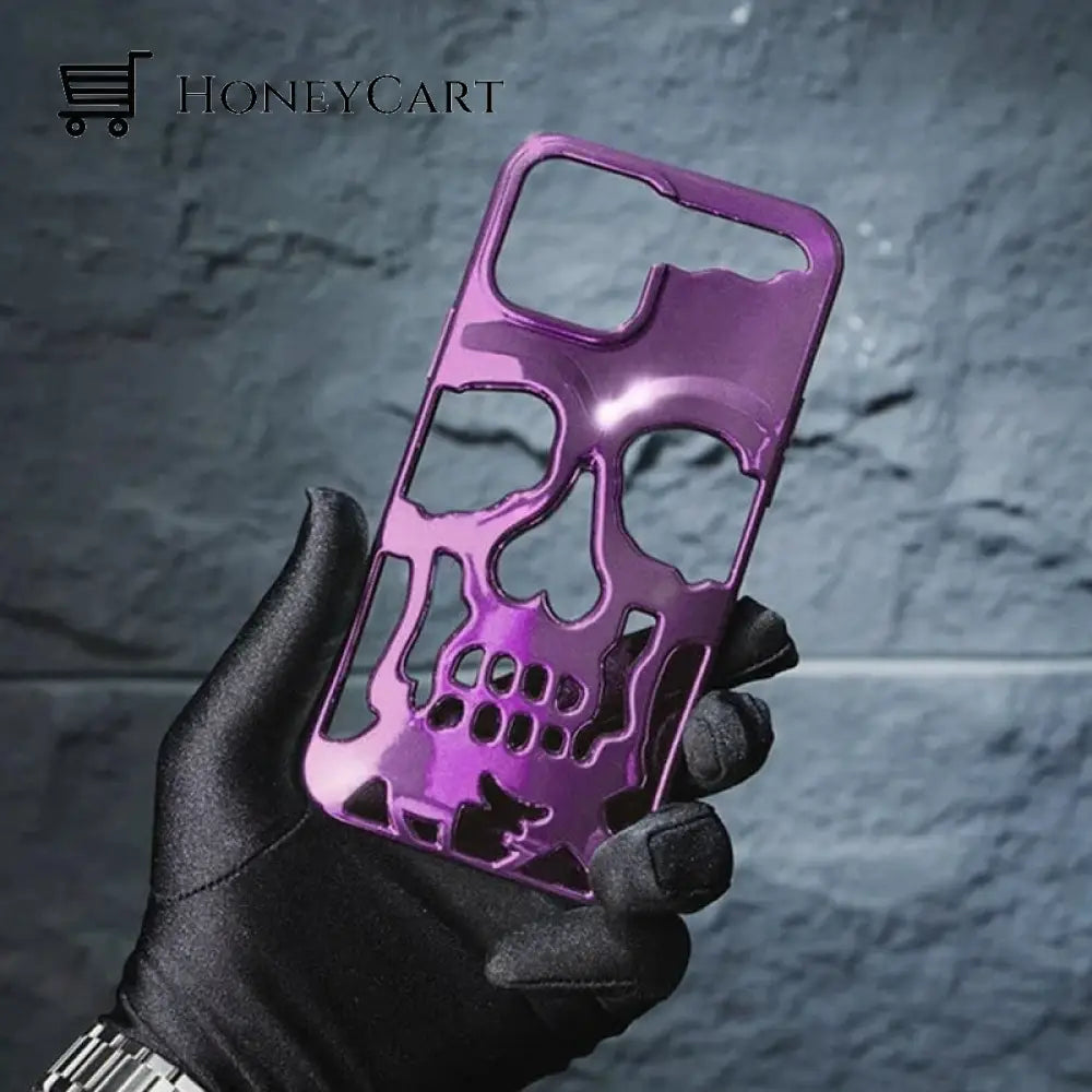 Electroplated Hollow Skull Phone Case For Iphone Lila / Iphone14Promax