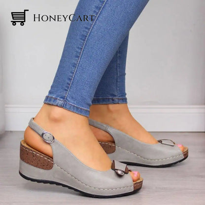 Elegant Classic Gladiator Heel Pumps Buckle Wedges Sandals For Women