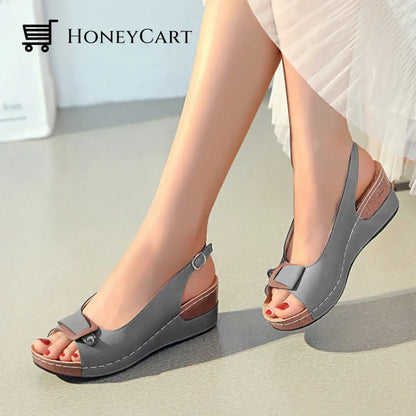 Elegant Classic Gladiator Heel Pumps Buckle Wedges Sandals For Women