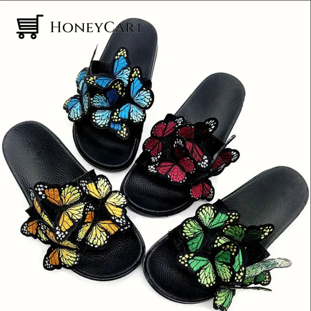 Embroidered Butterfly Open Toe Bohemian Sandals Tool