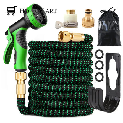Expandable Garden Hose With 8 Function Nozzles Green / 25Ft Wjj-0624