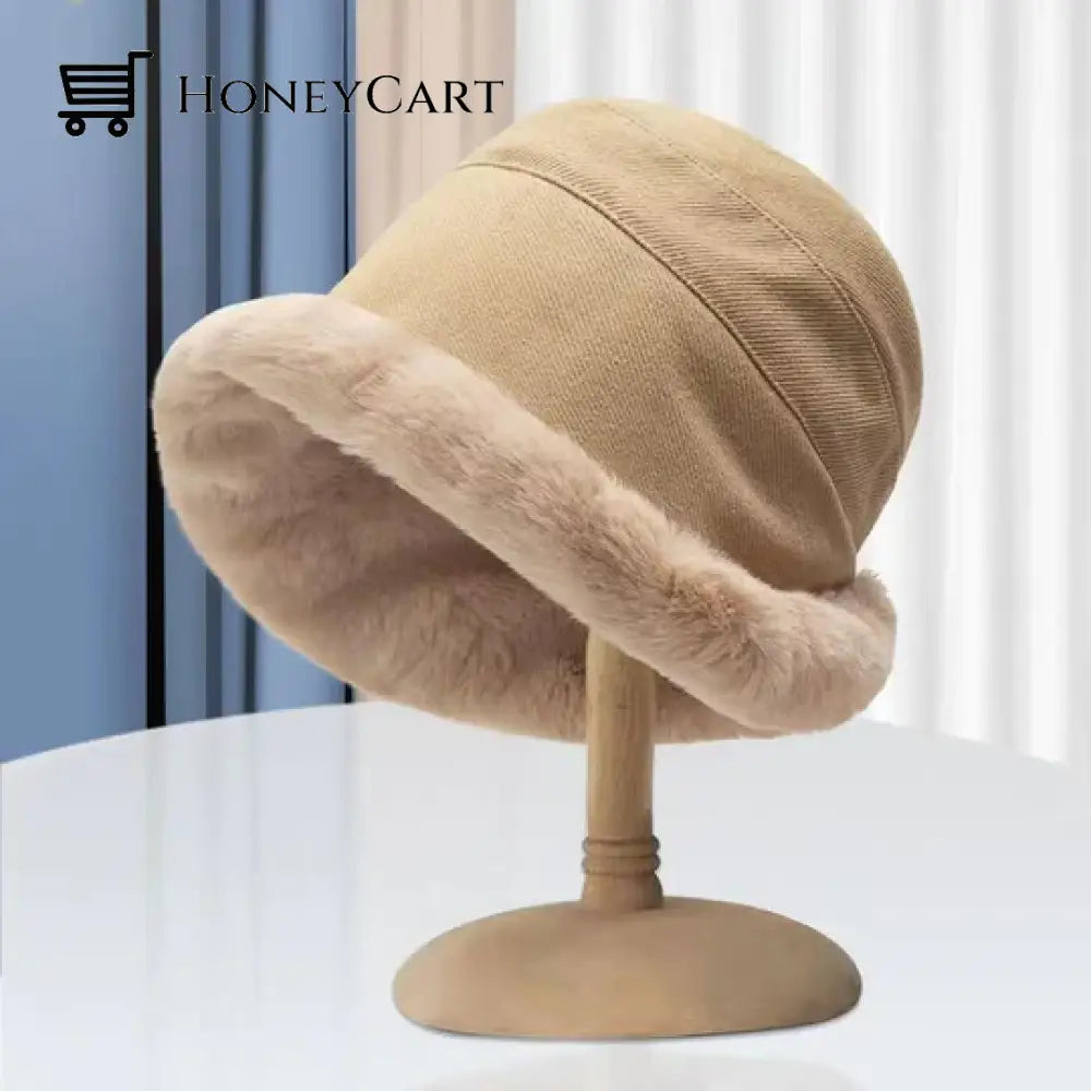 Extraordal Plus Velvet Thickened Fisherman Hat Beige