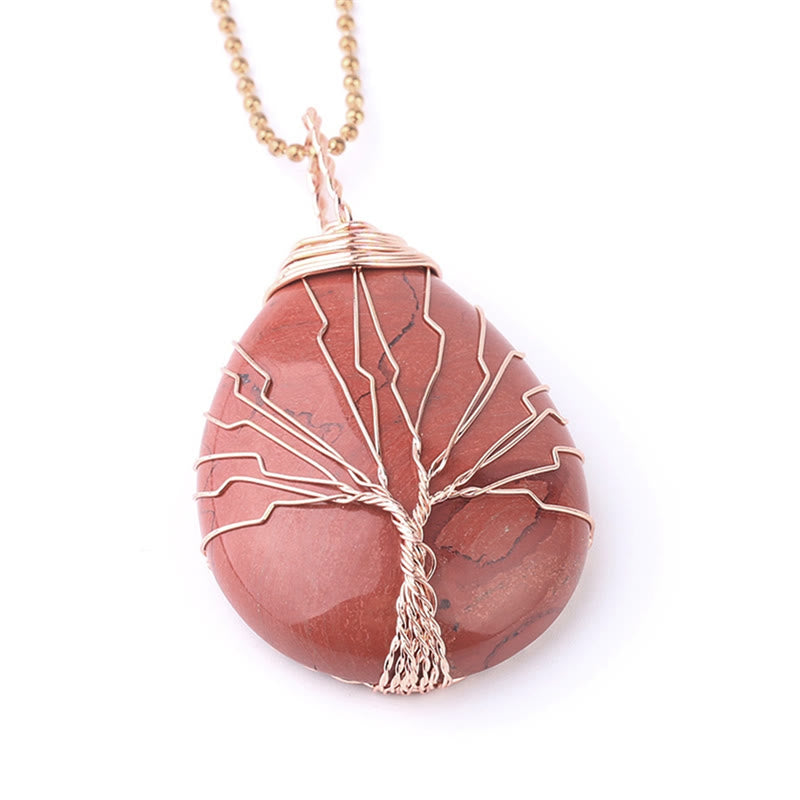 Natural Quartz Crystal Tree Of Life Necklace