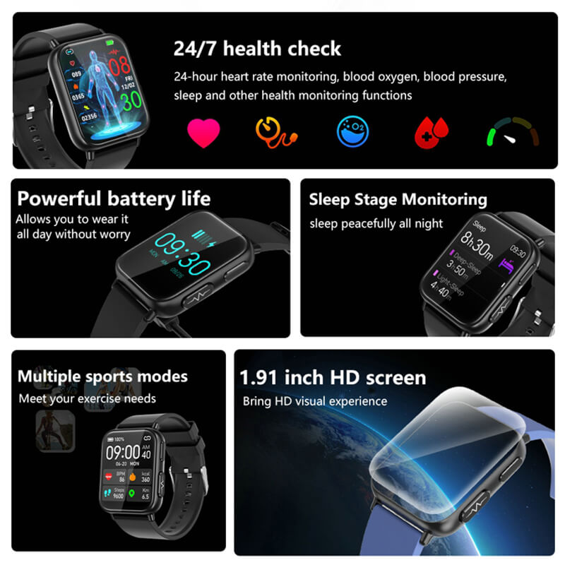 Zeronicks Smart Watch New ECG Blood Sugar Heart Rate Blood Pressure Sleep Monitoring Weather News Sports