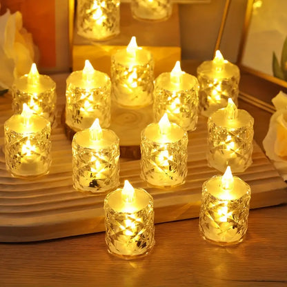 3pcs/SET Crystal Flameless Candle Light