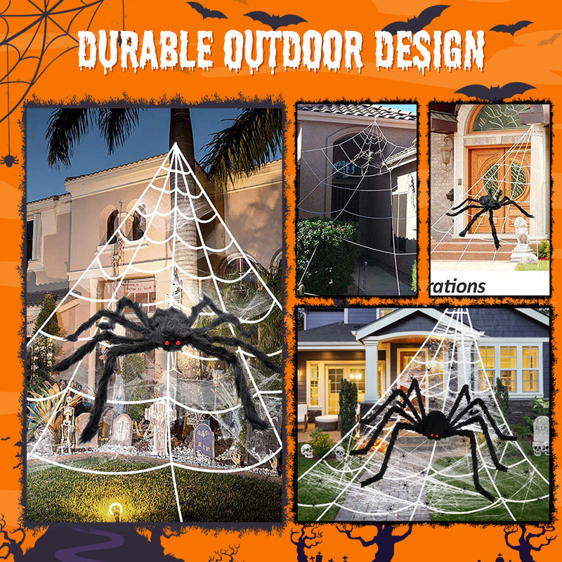 Giant Hairy Spider Web Set | The Scariest Halloween Yard Decor