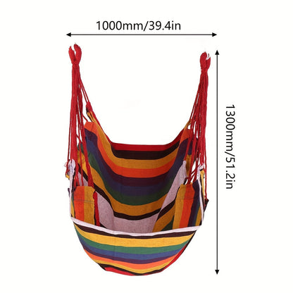 Outdoor Hammock Chair-Canvas Leisure Swing Hanging Chair With Pillow And Cushion