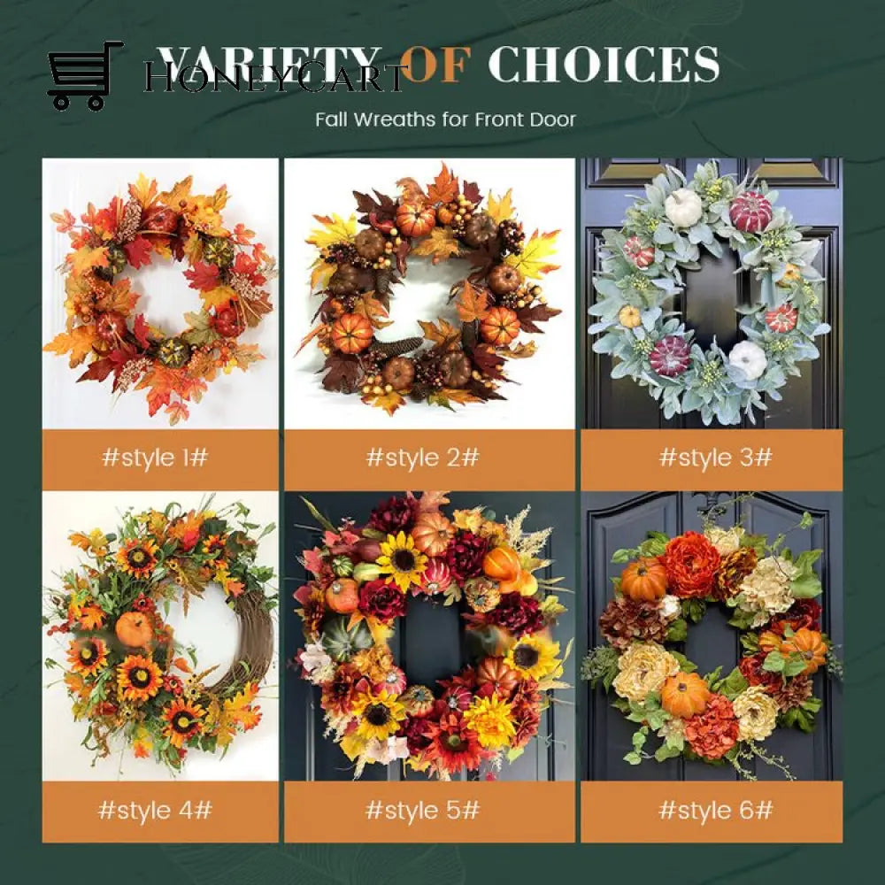 Fall Peony And Pumpkin Wreath - Year Round Style 1