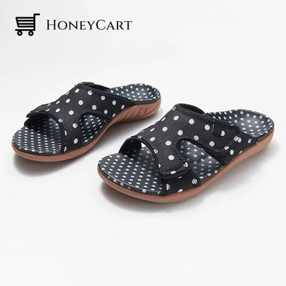 Fashionable Polka Dot Adjustable Sandals Black / 4
