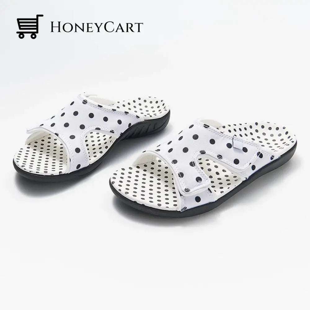 Fashionable Polka Dot Adjustable Sandals White / 4