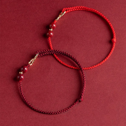 Red String 14K Gold Infinity Symbol Cinnabar Bracelet Anklet