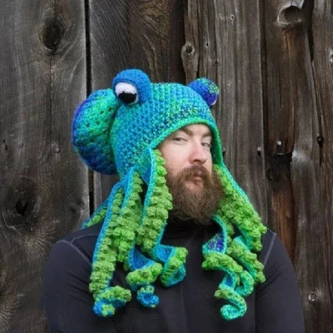 Warm Winter Knitted Octopus Hat