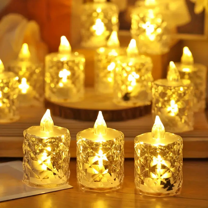 3pcs/SET Crystal Flameless Candle Light