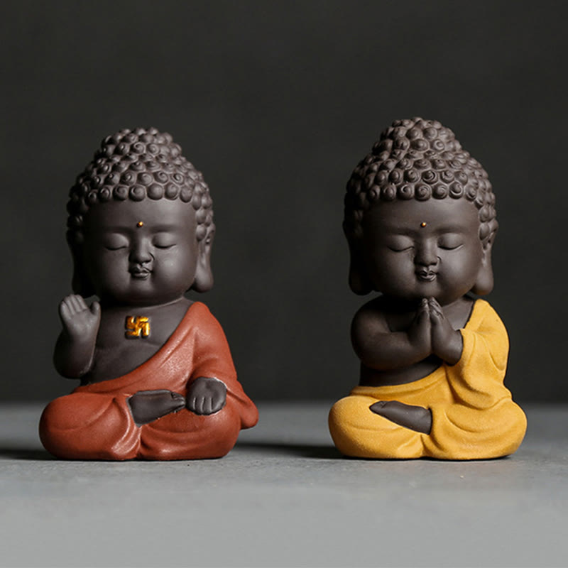 Small Buddha Purple Clay Home Desk Decoration Home Decor