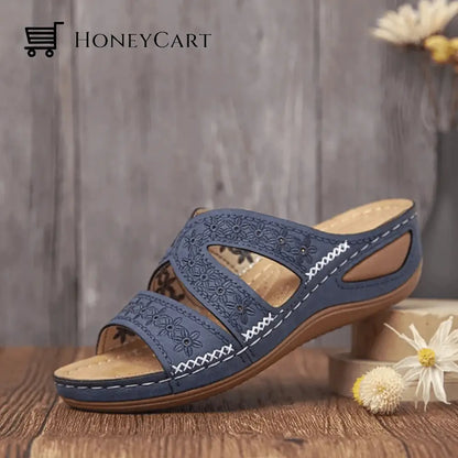 Fleekcomfy Premium Orthopedic Thick Platform Large Size Slipper Sandals 5.5 / Blue Shoes &