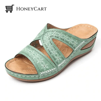 Fleekcomfy Premium Orthopedic Thick Platform Large Size Slipper Sandals 5.5 / Green Shoes &