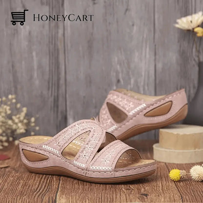 Fleekcomfy Premium Orthopedic Thick Platform Large Size Slipper Sandals 5.5 / Pink Shoes &