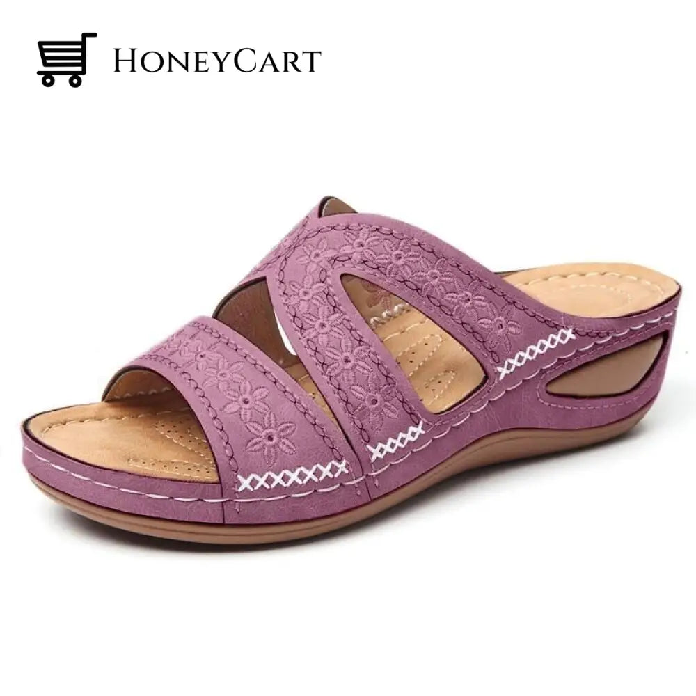Fleekcomfy Premium Orthopedic Thick Platform Large Size Slipper Sandals 5.5 / Purple Shoes &