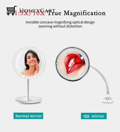 Flexible Light Up Mirror 10X Magnification 360-Degree Rotating Makeup