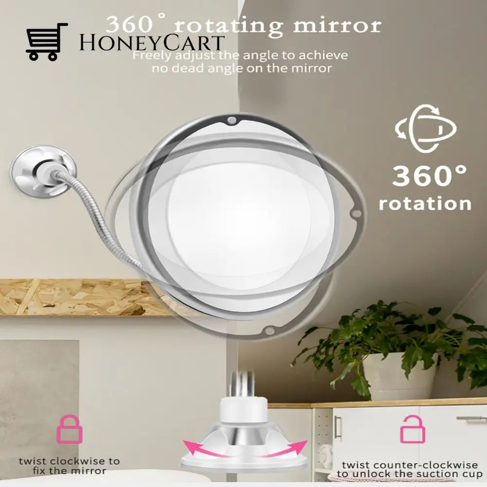 Flexible Light Up Mirror 10X Magnification 360-Degree Rotating Makeup
