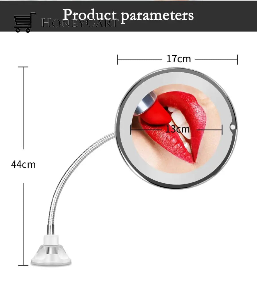 Flexible Light Up Mirror 10X Magnification 360-Degree Rotating Makeup