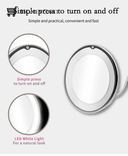 Flexible Light Up Mirror 10X Magnification 360-Degree Rotating Makeup