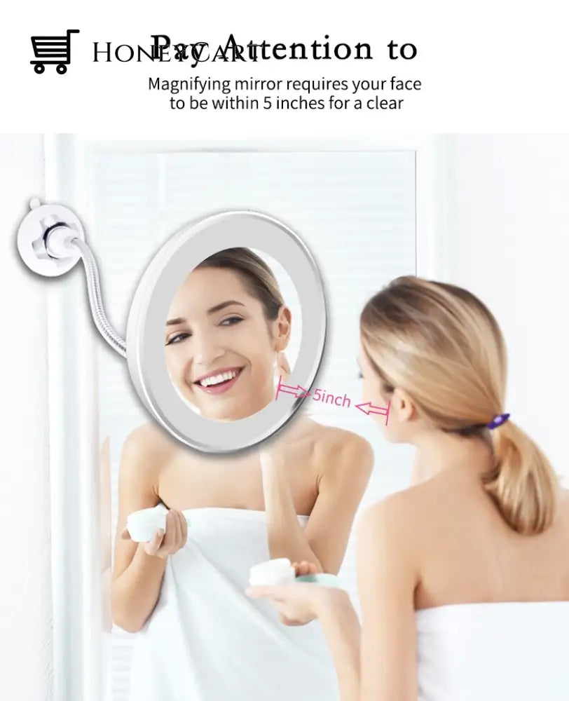Flexible Light Up Mirror 10X Magnification 360-Degree Rotating Makeup