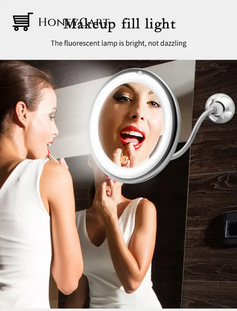 Flexible Light Up Mirror 10X Magnification 360-Degree Rotating Makeup