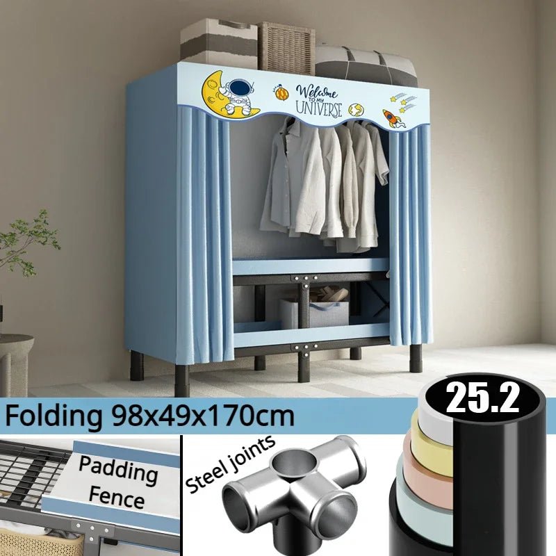 Foldable Oxford Cloth Wardrobe with Curtain