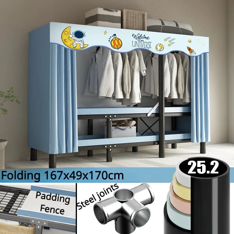 Foldable Oxford Cloth Wardrobe with Curtain