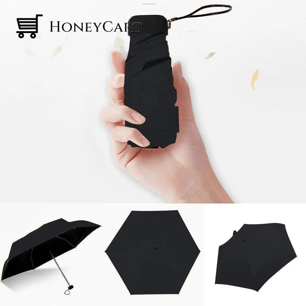 Folding Ultra Mini Pocket Umbrella Black Outdoor Umbrellas & Sunshades