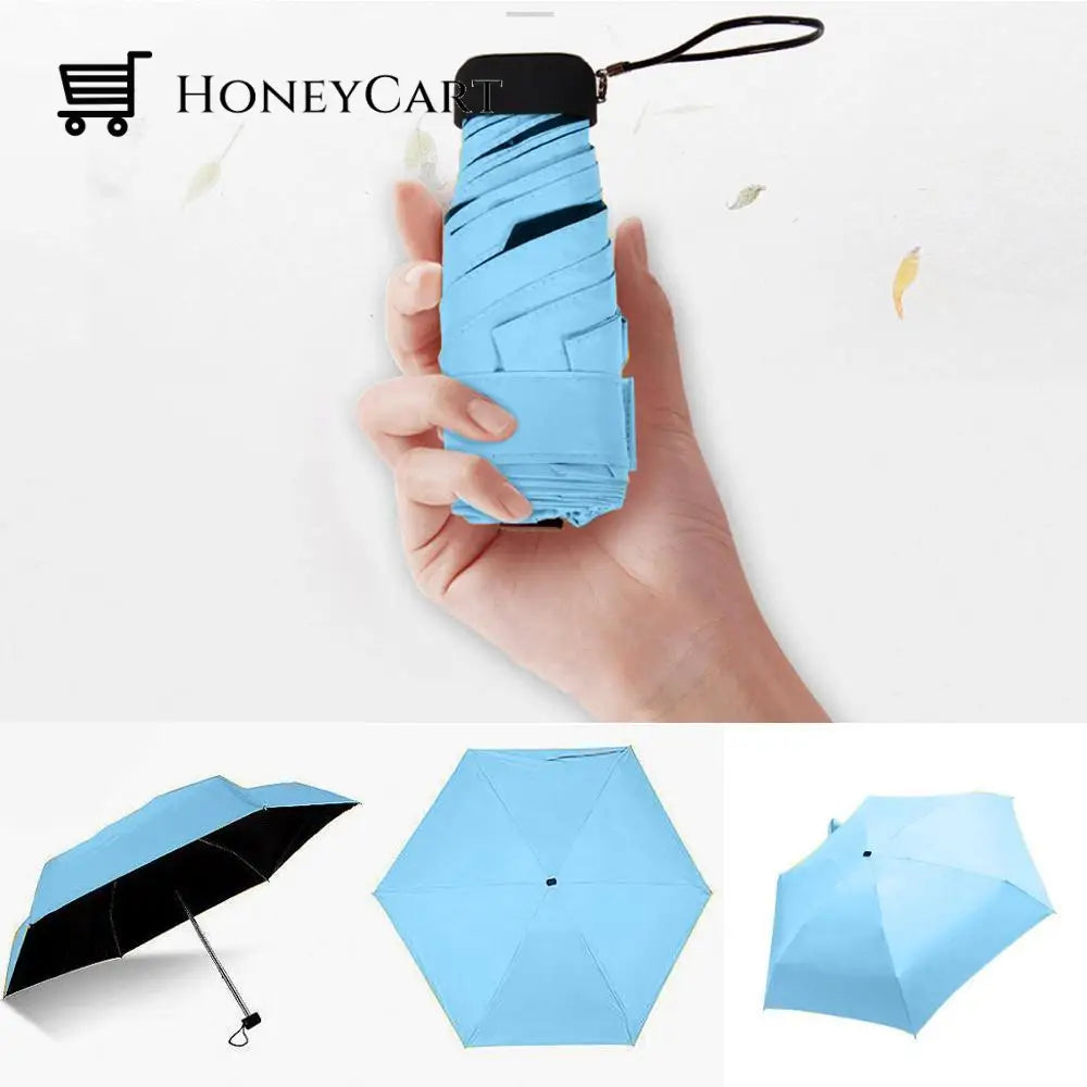 Folding Ultra Mini Pocket Umbrella Blue Outdoor Umbrellas & Sunshades