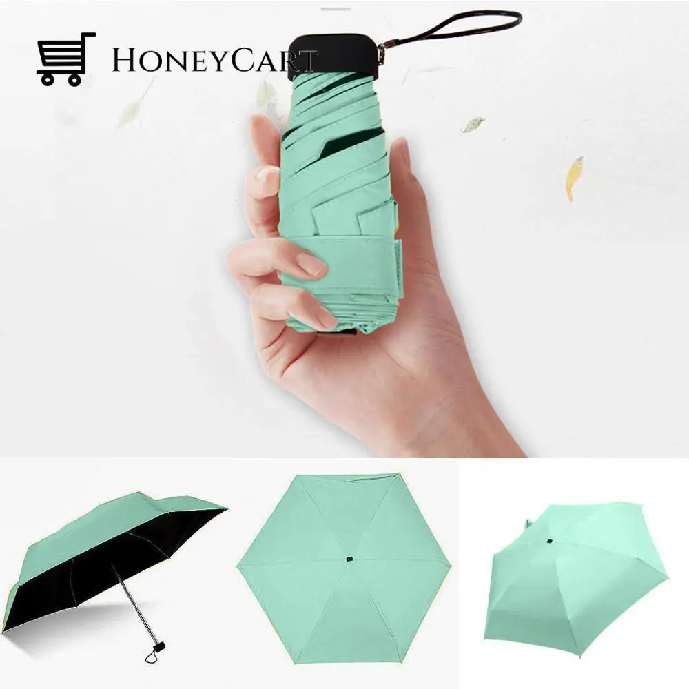 Folding Ultra Mini Pocket Umbrella Green Outdoor Umbrellas & Sunshades