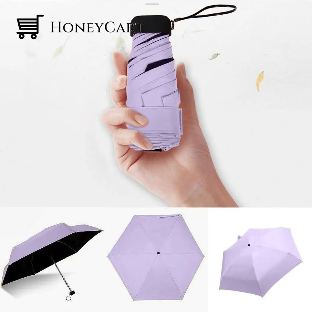 Folding Ultra Mini Pocket Umbrella Purple Outdoor Umbrellas & Sunshades