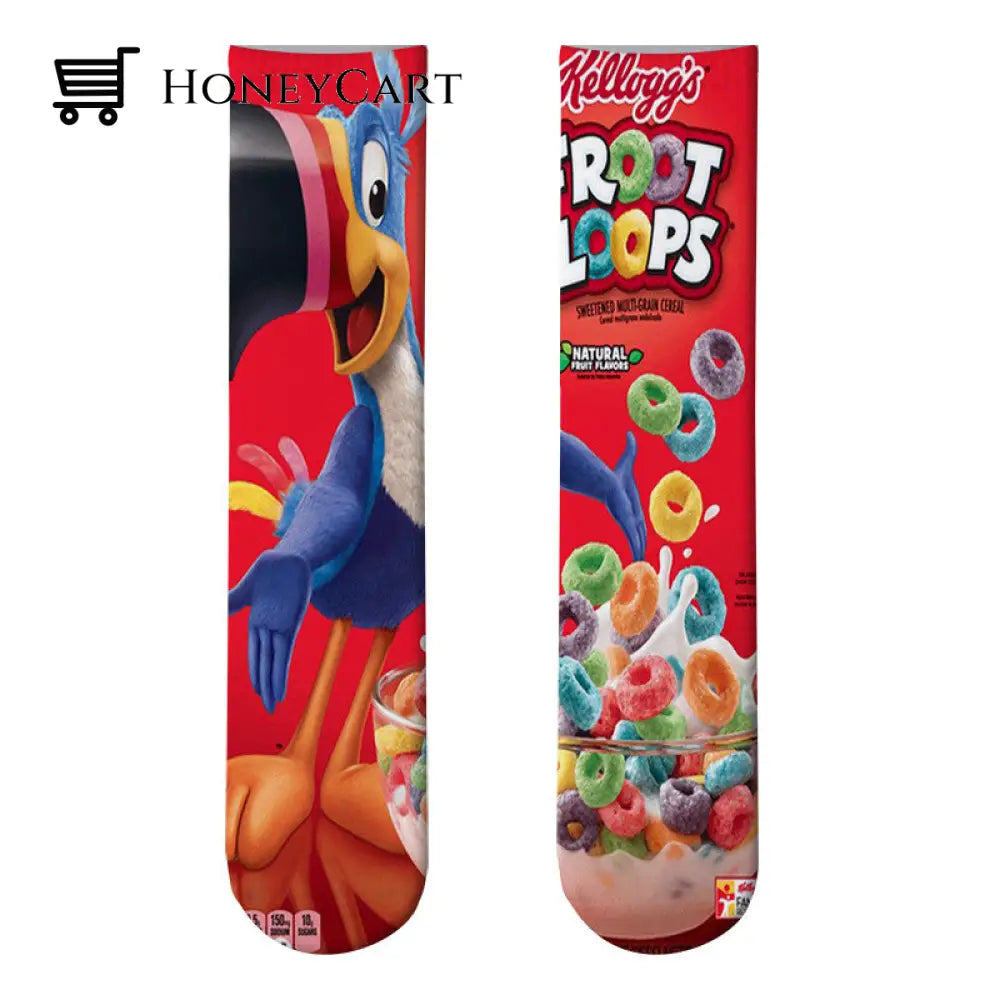 Foodie Tube Socks ( Unisex ) Froot Loops Red