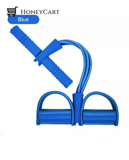 Foot Pedal Pull Rope Resistance 4-Tube Home Fitness Yoga Gym Sit-Up Blue Trainers