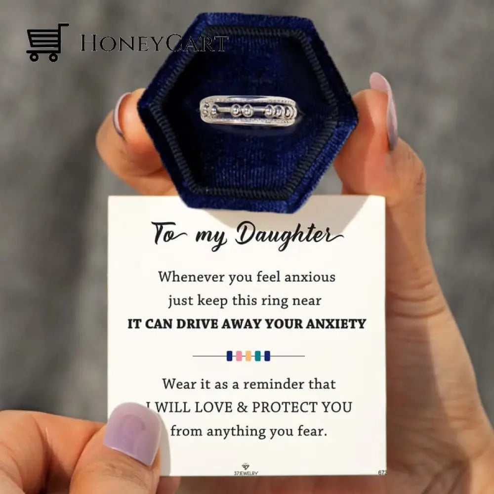 For Daughter - S925 Away Your Anxiety Two Layer Beads Fidget Ring- Adjustable