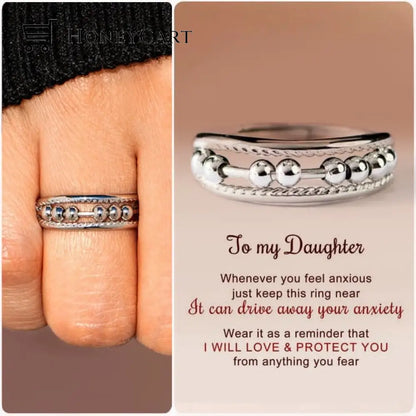 For Daughter - S925 Away Your Anxiety Two Layer Beads Fidget Ring- Adjustable