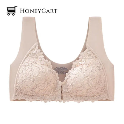 Front Buckle Latex Padded Bra Beige / M Underwear