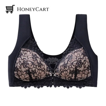 Front Buckle Latex Padded Bra Black / M Underwear