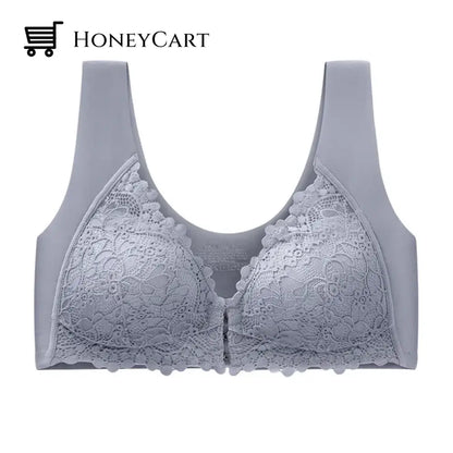 Front Buckle Latex Padded Bra Grey / M Underwear