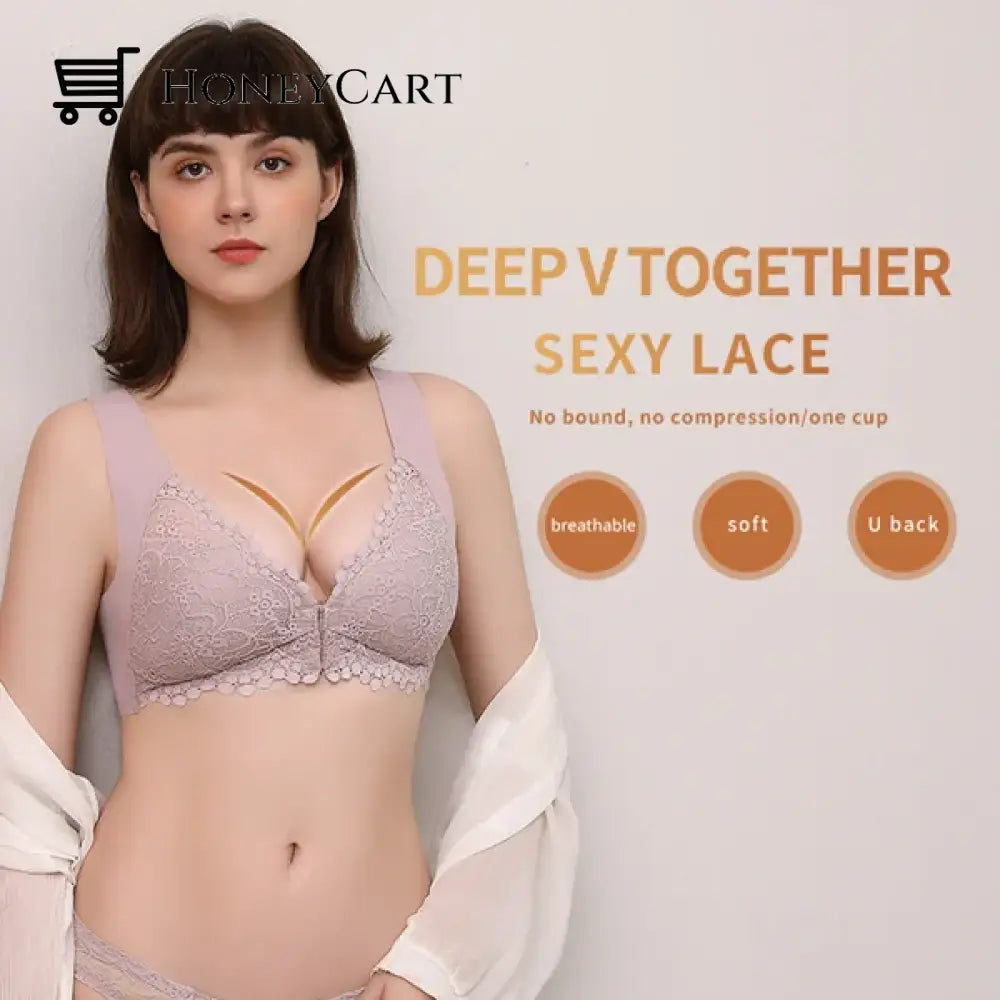 Front Buckle Latex Padded Bra Underwear