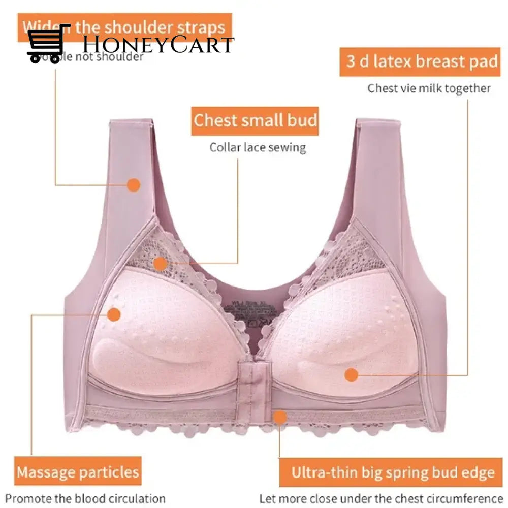 Front Buckle Latex Padded Bra Underwear