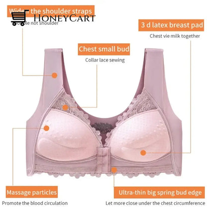 Front Buckle Latex Padded Bra Underwear